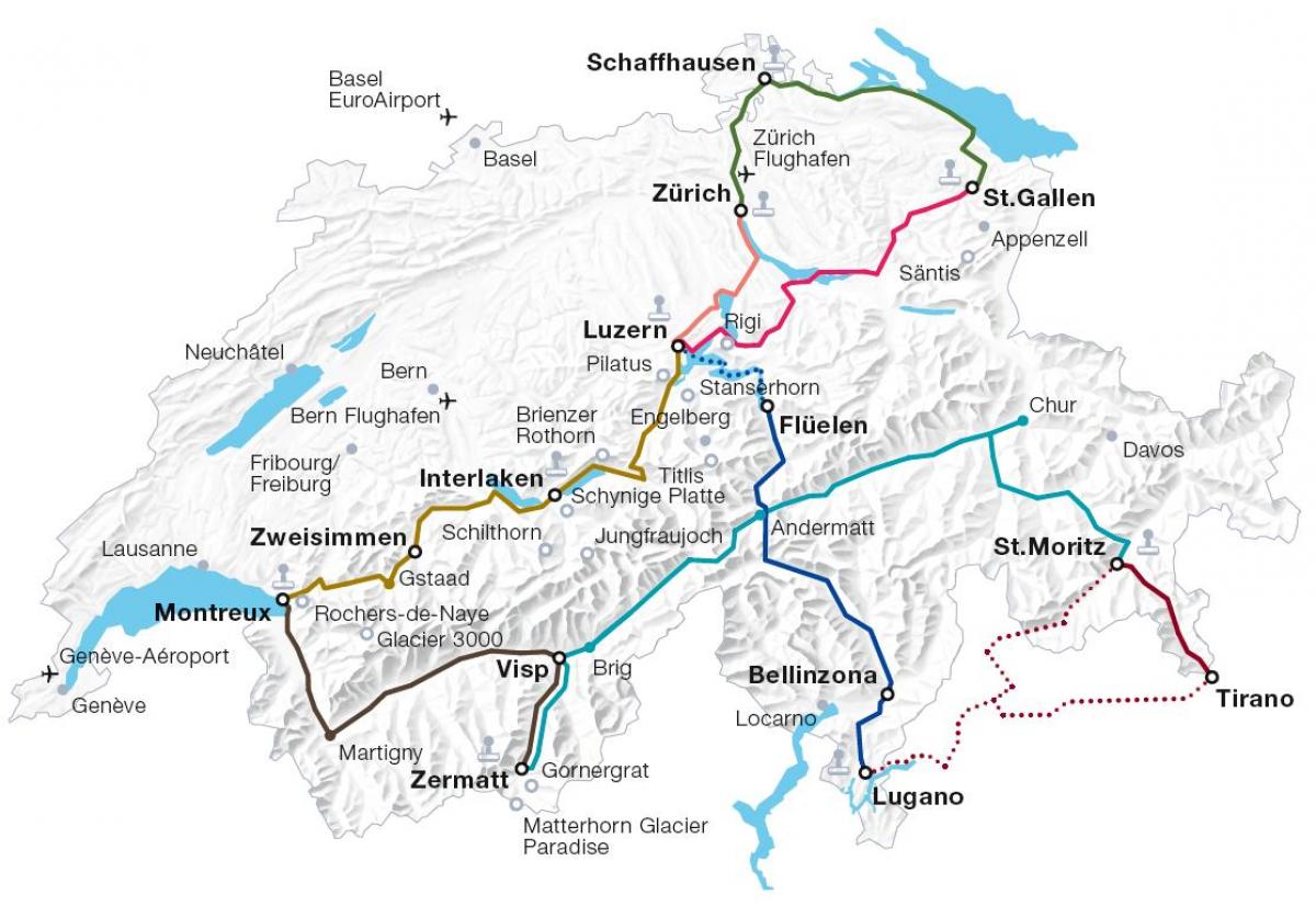 šveices vilcienu maršruta karte