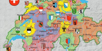 Kartes šveices ar tūrisma objektiem